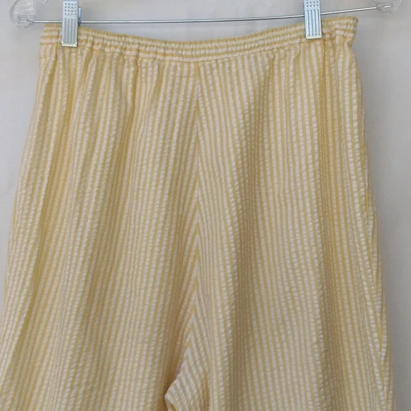 Vintage Handmade Yellow Striped Seersucker Pants L - Picture 6 of 9